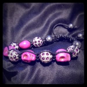 Pink Skeleton/Crystal Stone Shalimar Bracelet